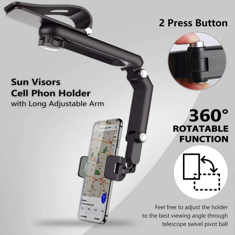 2025 Good Quality New 1080° Multi-Function Sun Visor Universal 360 Degree Rotating Phone Holder Suitable for Any Scene Car Holder - Rotatable and Retractable