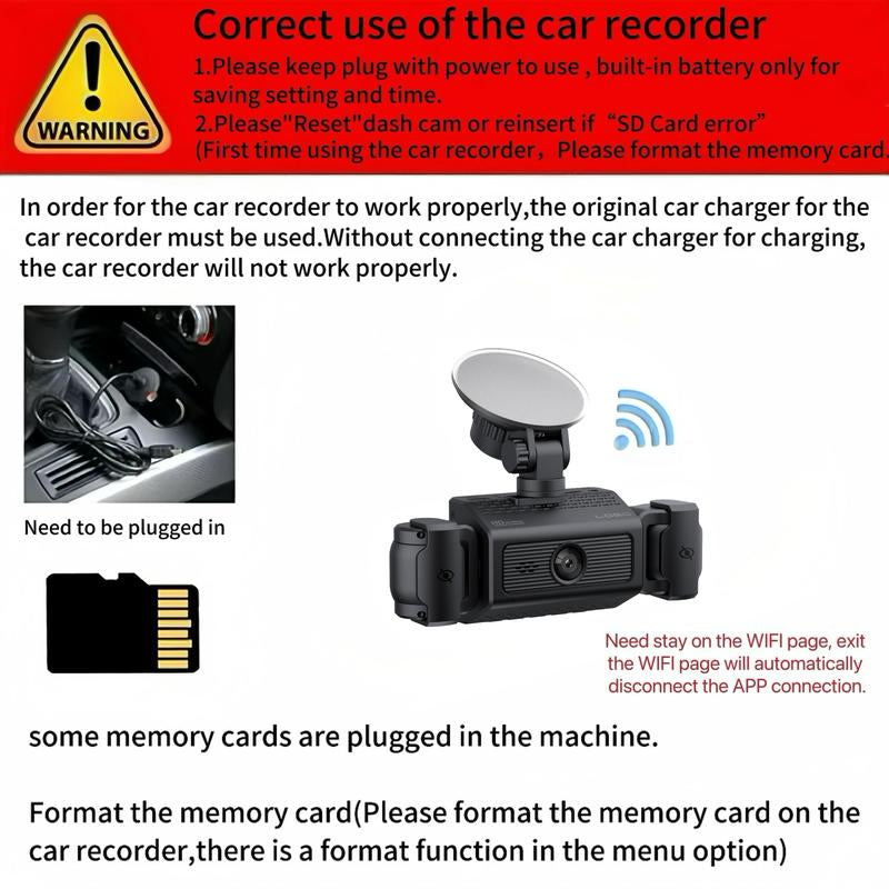 4-Channel 1080P Dashcam with WIFI , Front,Back,Left&Right Adjustable Lens Dash Cam , Car Recorder , Car Camera with IR Night Vision, Cycle Recording, with Free 64 GB Card#Dealsforyoudays Autos Automotive Vehicle Black