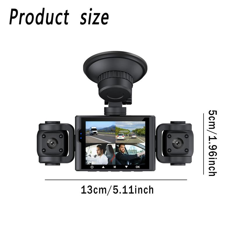 4-Channel 1080P Dashcam with WIFI , Front,Back,Left&Right Adjustable Lens Dash Cam , Car Recorder , Car Camera with IR Night Vision, Cycle Recording, with Free 64 GB Card#Dealsforyoudays Autos Automotive Vehicle Black