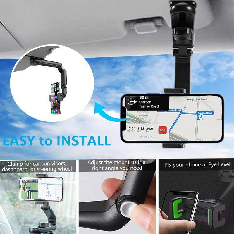 2025 Good Quality New 1080° Multi-Function Sun Visor Universal 360 Degree Rotating Phone Holder Suitable for Any Scene Car Holder - Rotatable and Retractable