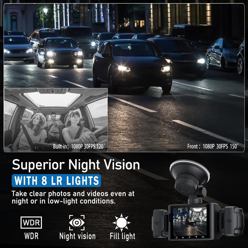 4-Channel 1080P Dashcam with WIFI , Front,Back,Left&Right Adjustable Lens Dash Cam , Car Recorder , Car Camera with IR Night Vision, Cycle Recording, with Free 64 GB Card#Dealsforyoudays Autos Automotive Vehicle Black